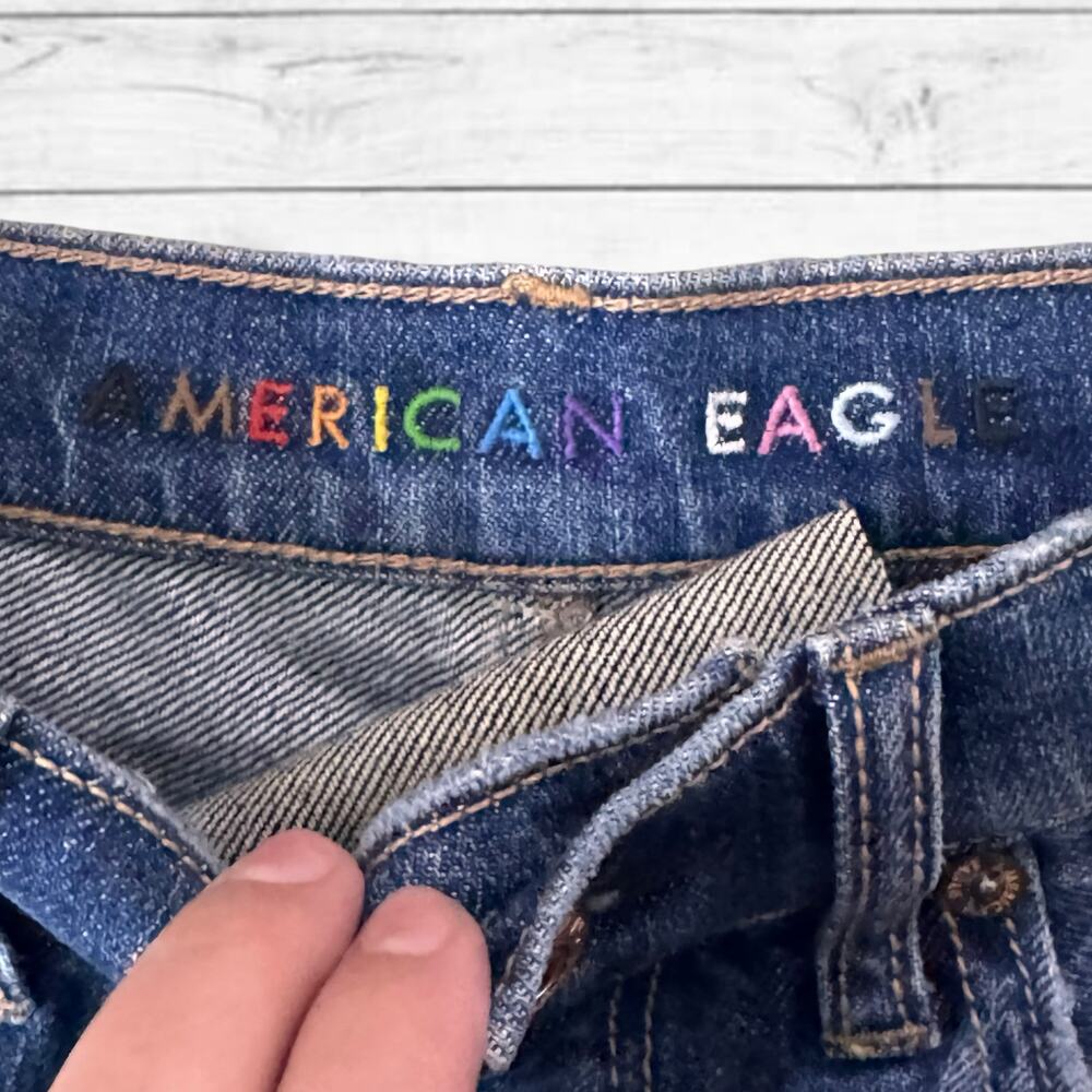 84. NEW American Eagle Limited Edition Pride Rainbow Denim Shorts SZ:4 - Picture 3 of 8